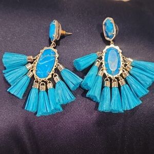 Elegant Blue Tassel Earrings